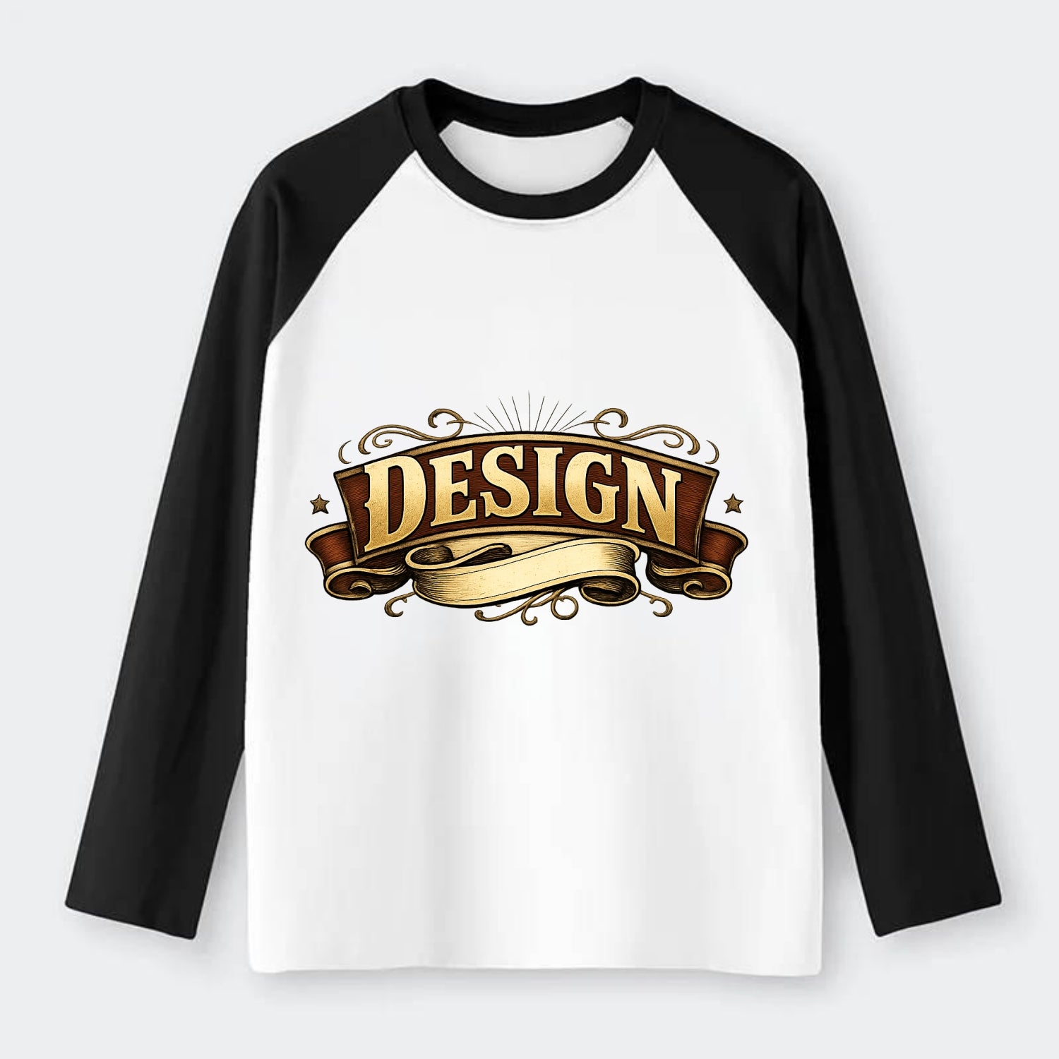Bold typography design - "DESIGN" - intentional creation, aesthetic - Raglan Long Sleeve T-Shirt - Black