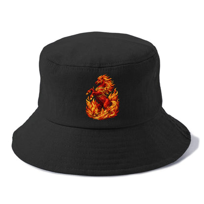 VICTORY BLAZE | Triumphant rearing horse in flames | Achievement celebration | Winning - Bucket Hat - Black
