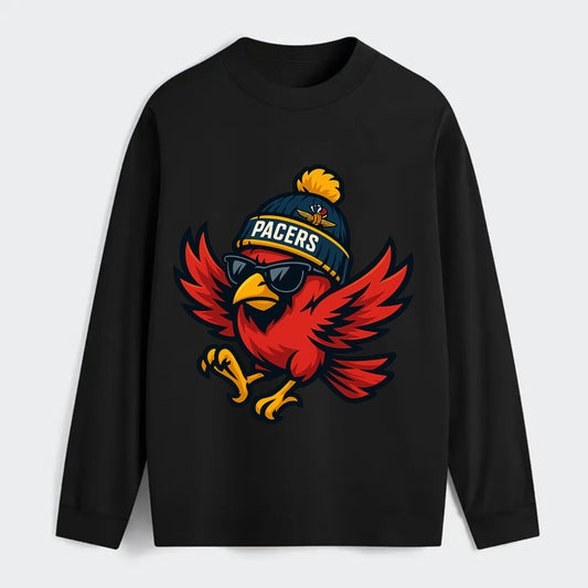 Indiana Cardinal wearing Pacers beanie with speedway patch and wayfarer - Classic Long Sleeve Shirt - Black