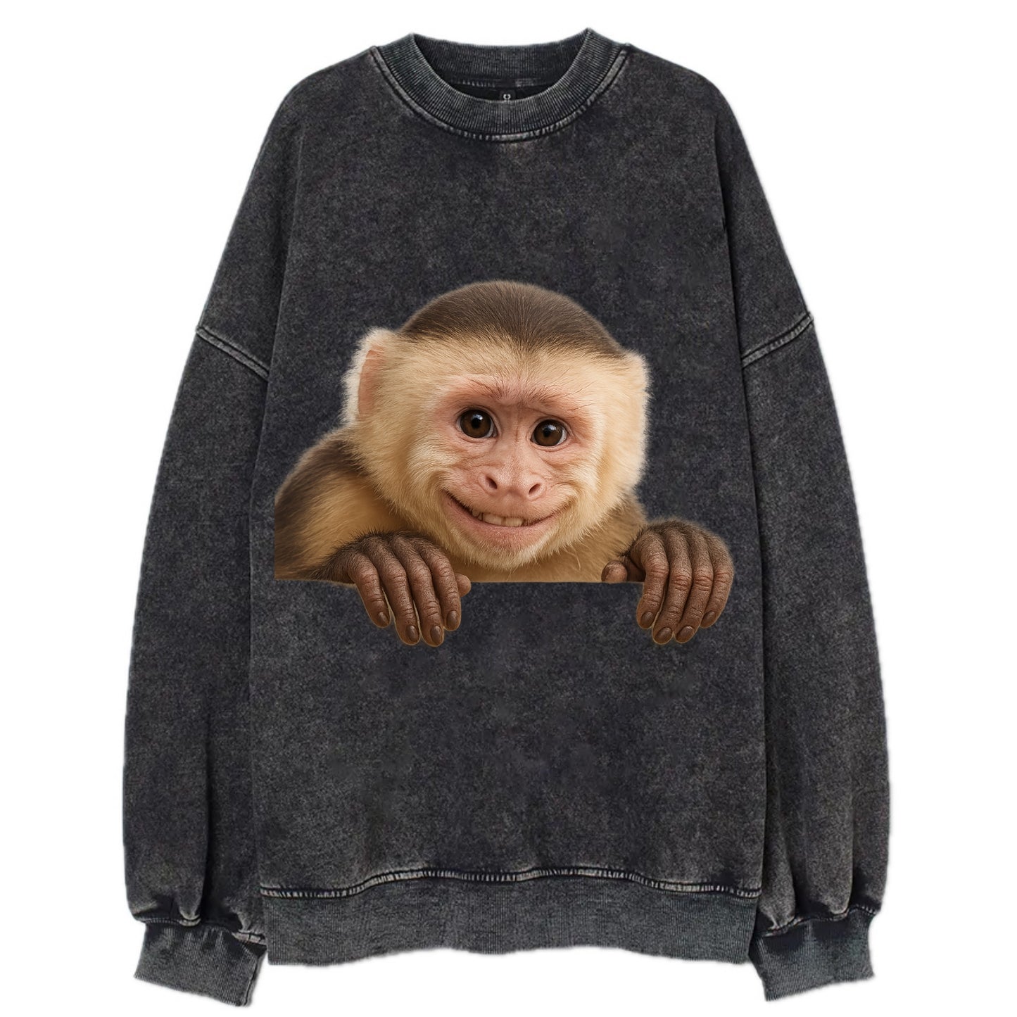 Capuchin Monkey  - Vintage Sweatshirt - Black