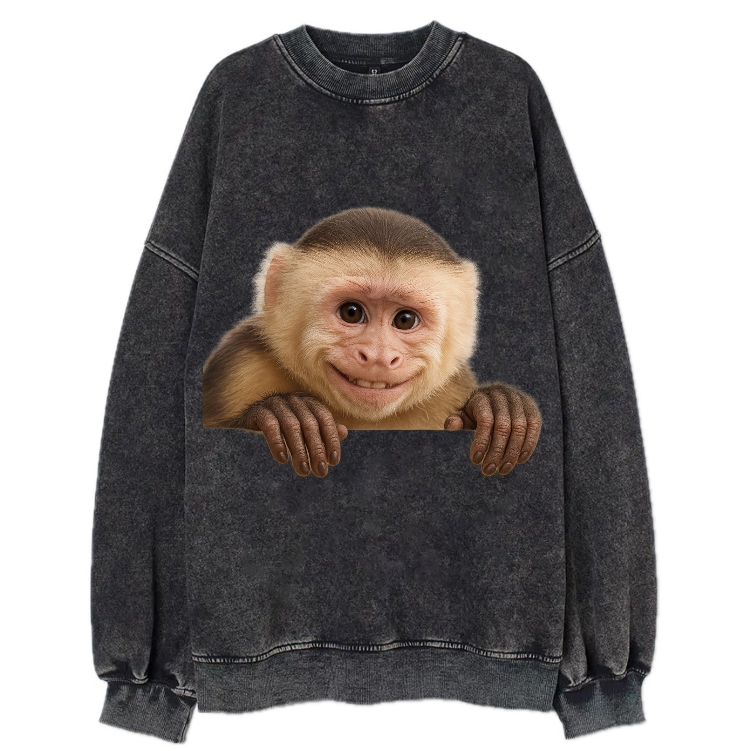 Capuchin Monkey  - Vintage Sweatshirt - Black