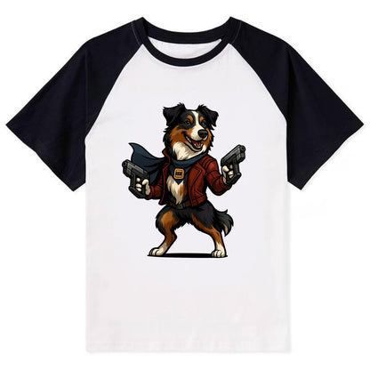 Australian Shepherd Star-Lord  - Contras - Contrast Raglan T-shirt - Black
