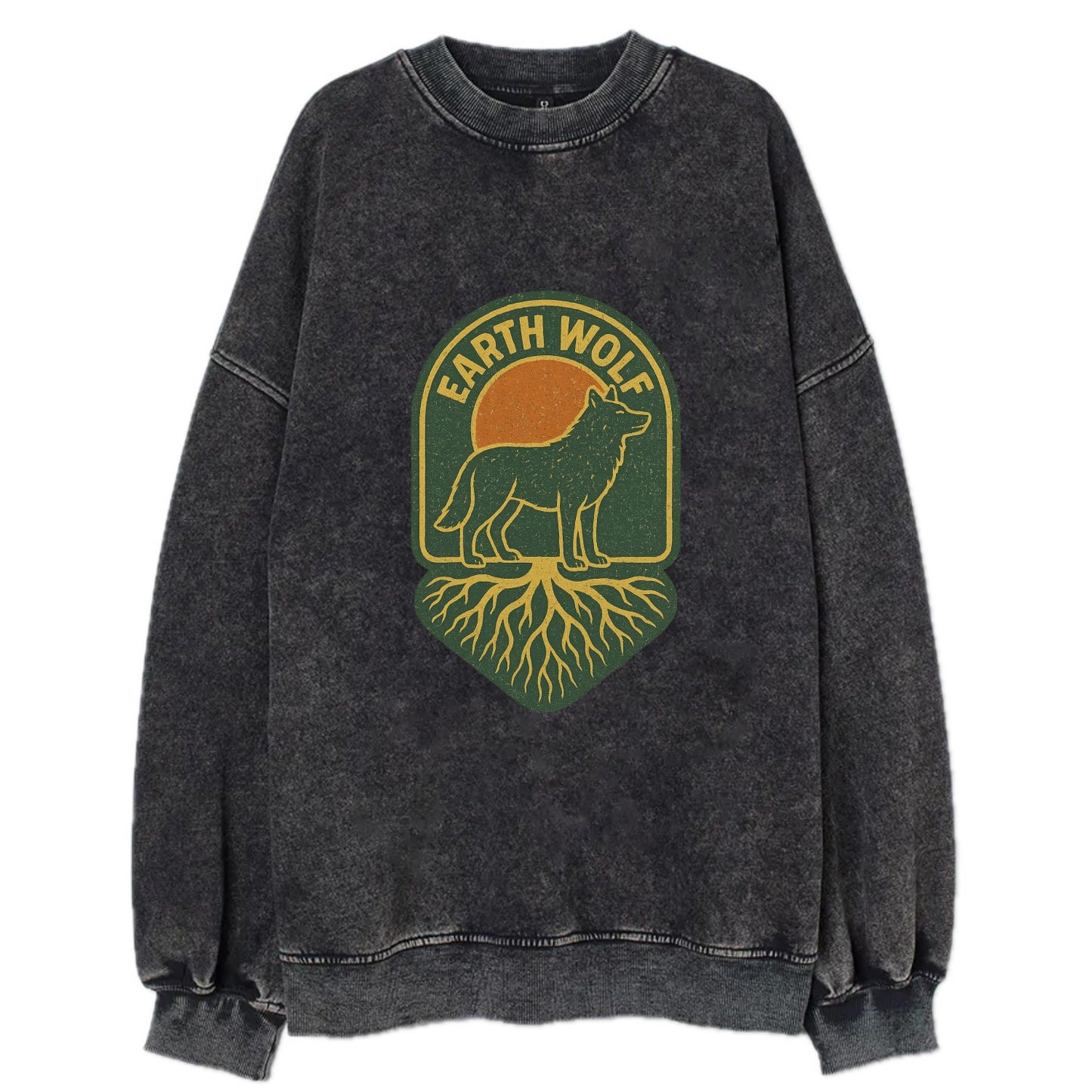 Earth Wolf Roots  - Vintage Sweatshirt - Black