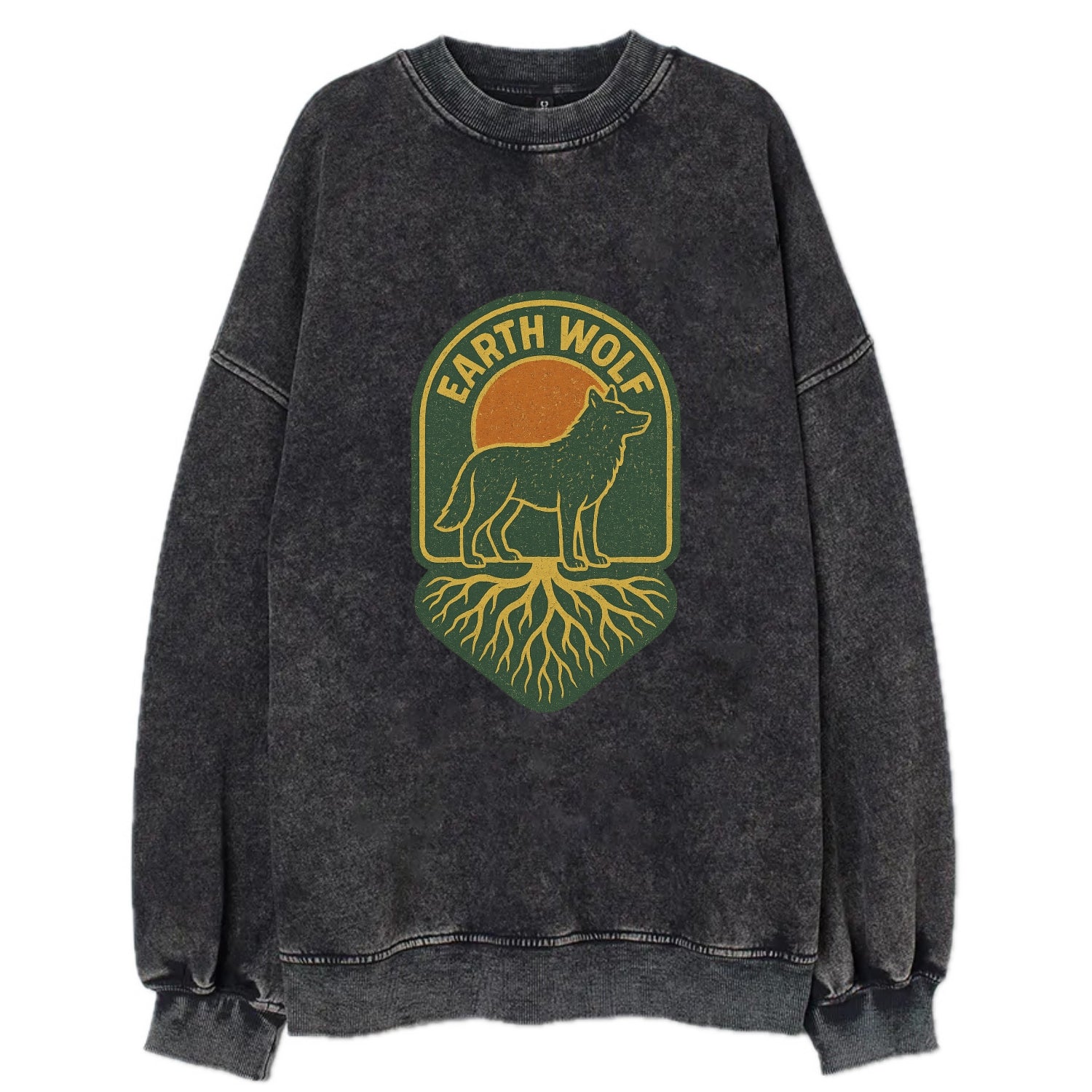Earth Wolf Roots  - Vintage Sweatshirt - Black