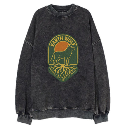 Earth Wolf Roots  - Vintage Sweatshirt - Black