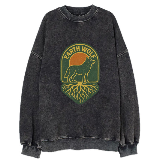 Earth Wolf Roots  - Vintage Sweatshirt - Black