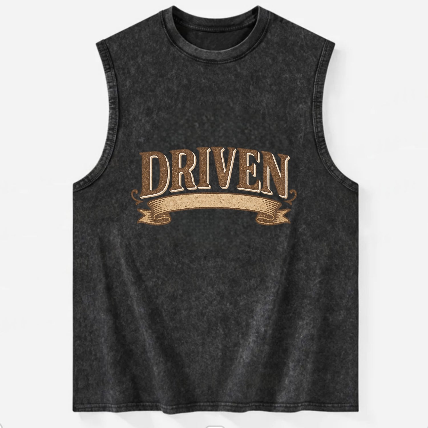 Bold typography design - "DRIVEN" - motivated, focused on goals - Vintage Washed Tank - Black