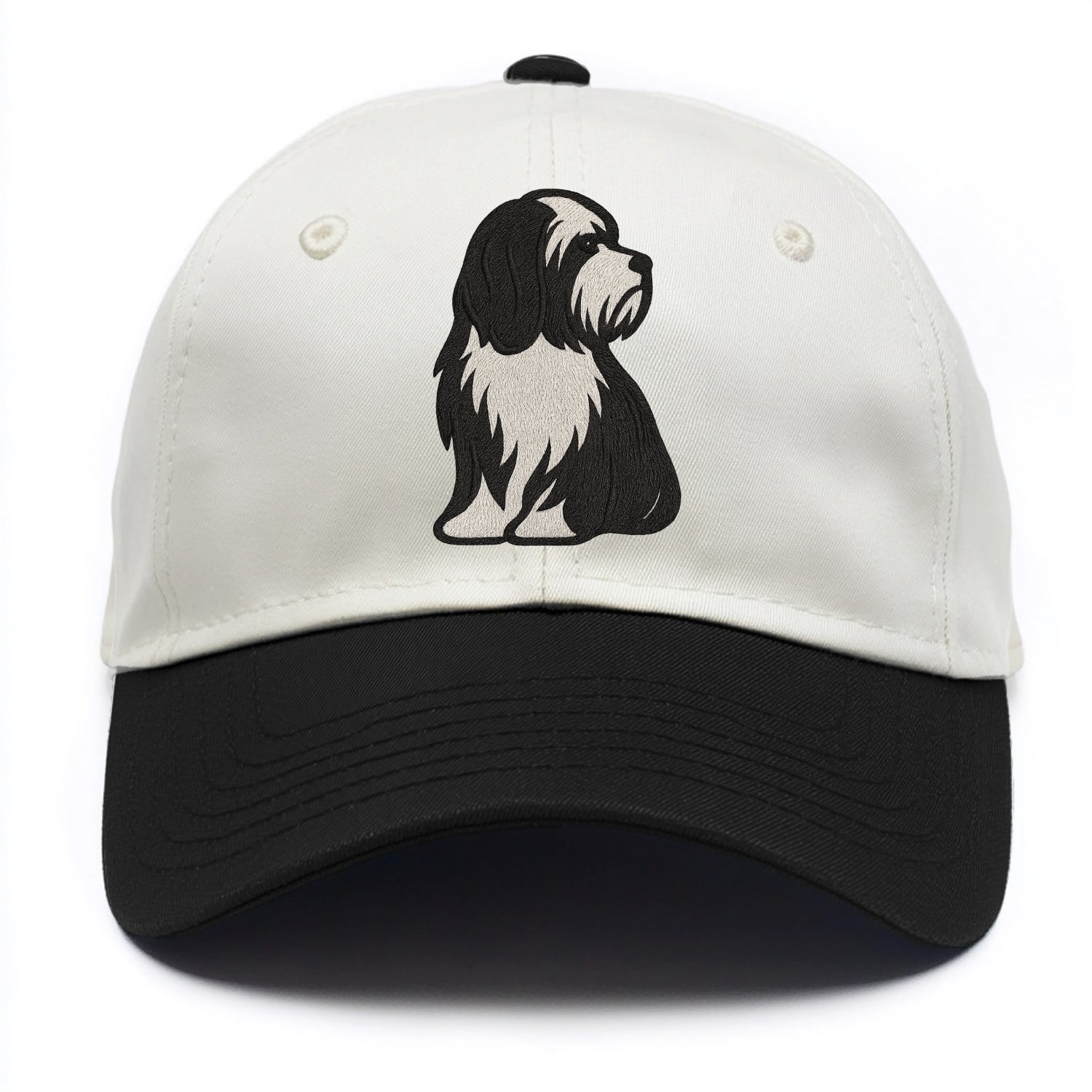 Tibetan Terrier - Black and white long c - Two Tone Cap - Black