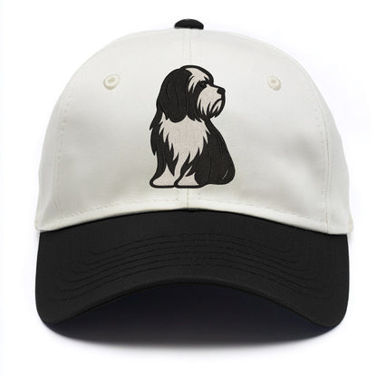 Tibetan Terrier - Black and white long c - Two Tone Cap - Black