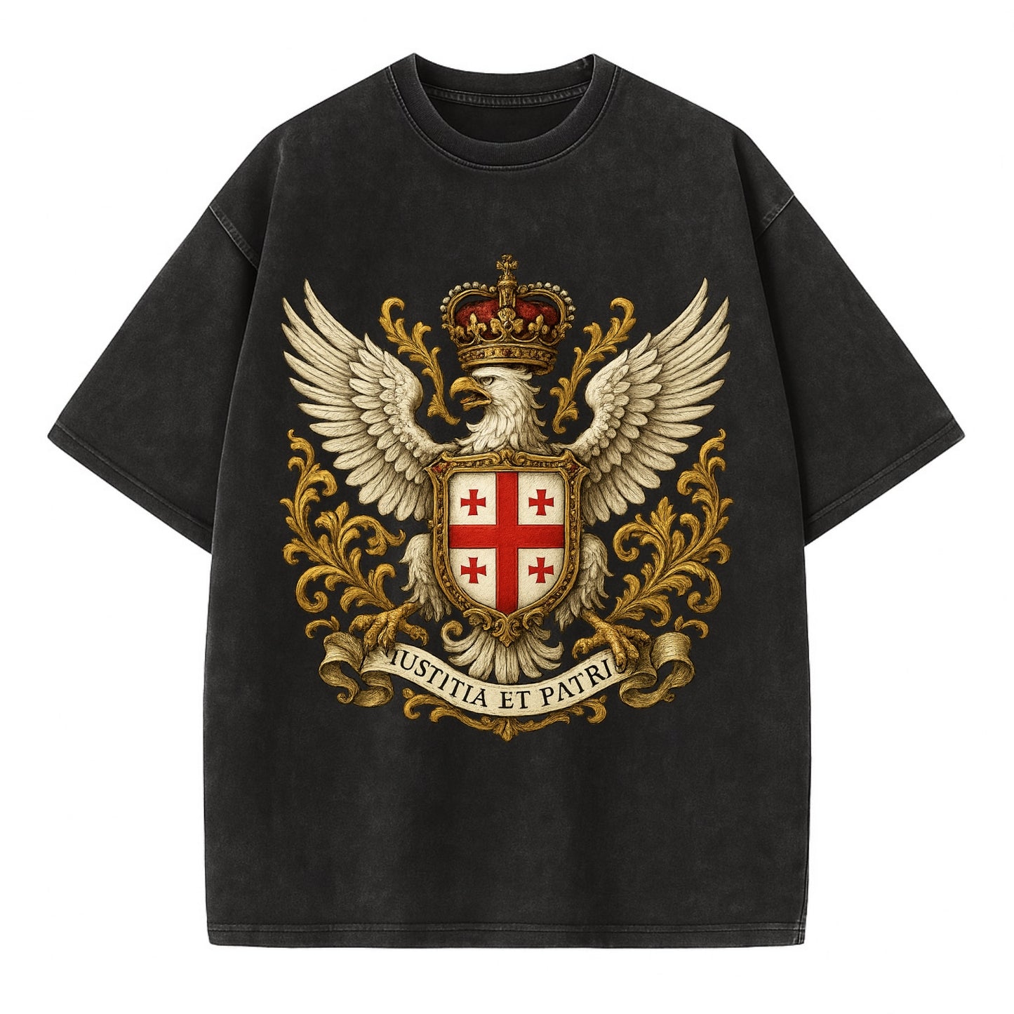Georgia White Eagle Emblem  - Vintage T-shirt - Black