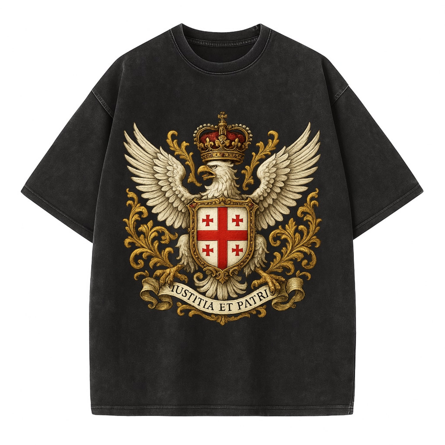 Georgia White Eagle Emblem  - Vintage T-shirt - Black