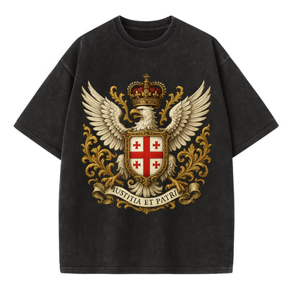 Georgia White Eagle Emblem  - Vintage T-shirt - Black
