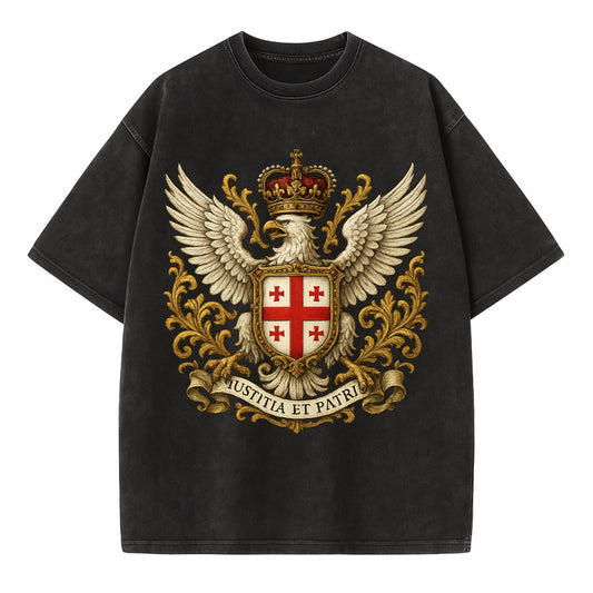 Georgia White Eagle Emblem  - Vintage T-shirt - Black