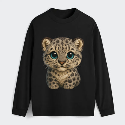 Baby Snow Leopard Cub - gray spotted, thick fur, blue-green eyes, - Classic Long Sleeve Shirt - Black