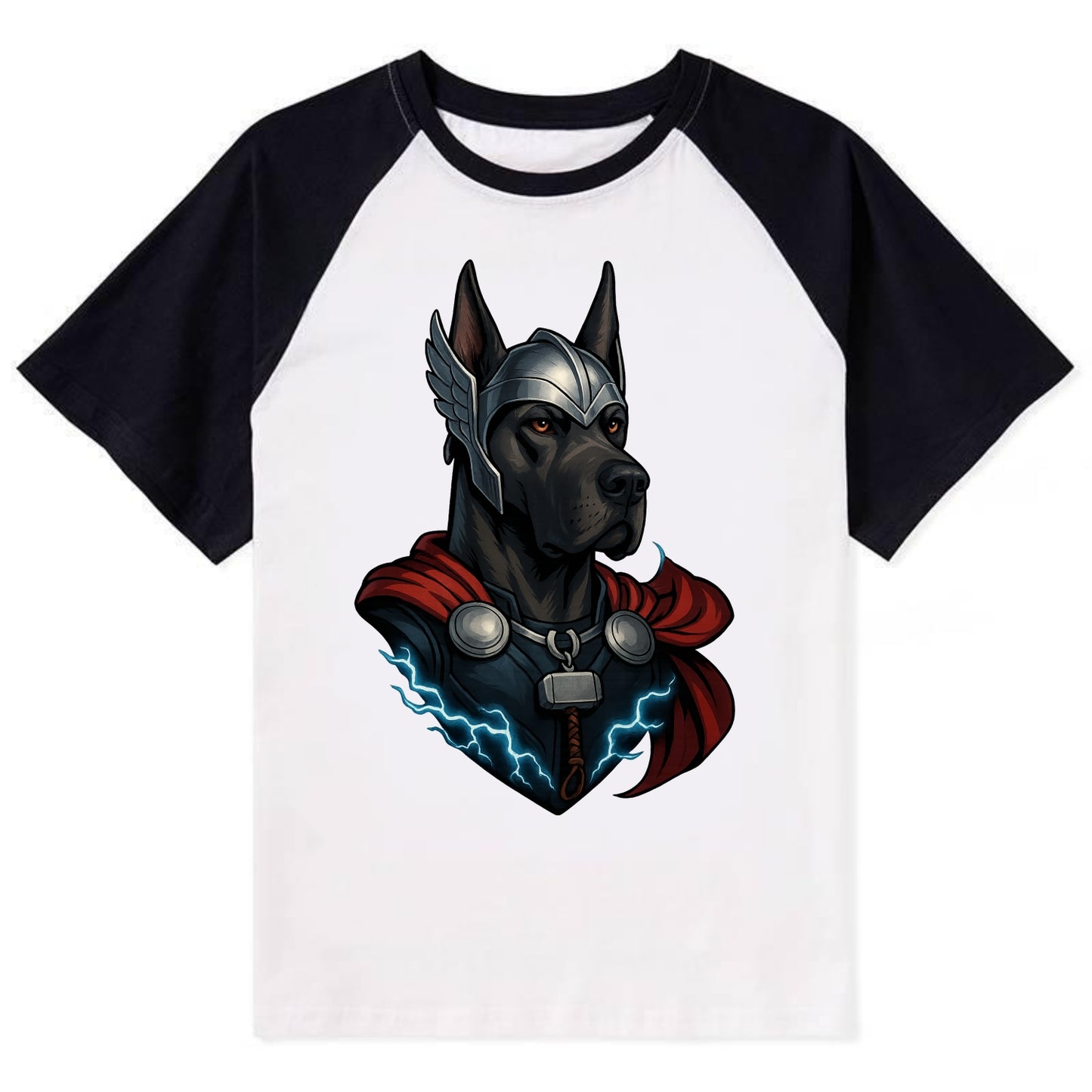 Great Dane Thor  - Contrast Raglan T-shirt - Black