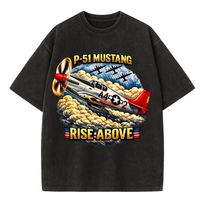 P 51 Mustang Rise Above - Vintage T-shirt - Black