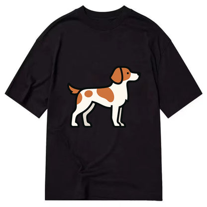 Brittany Spaniel - Orange and white flat side profile - Classic T-shirt - Black