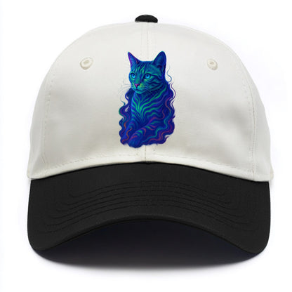 Exotic Bengal cat with aurora borealis colors flowing through its stripes, green and - Two Tone Cap - Black
