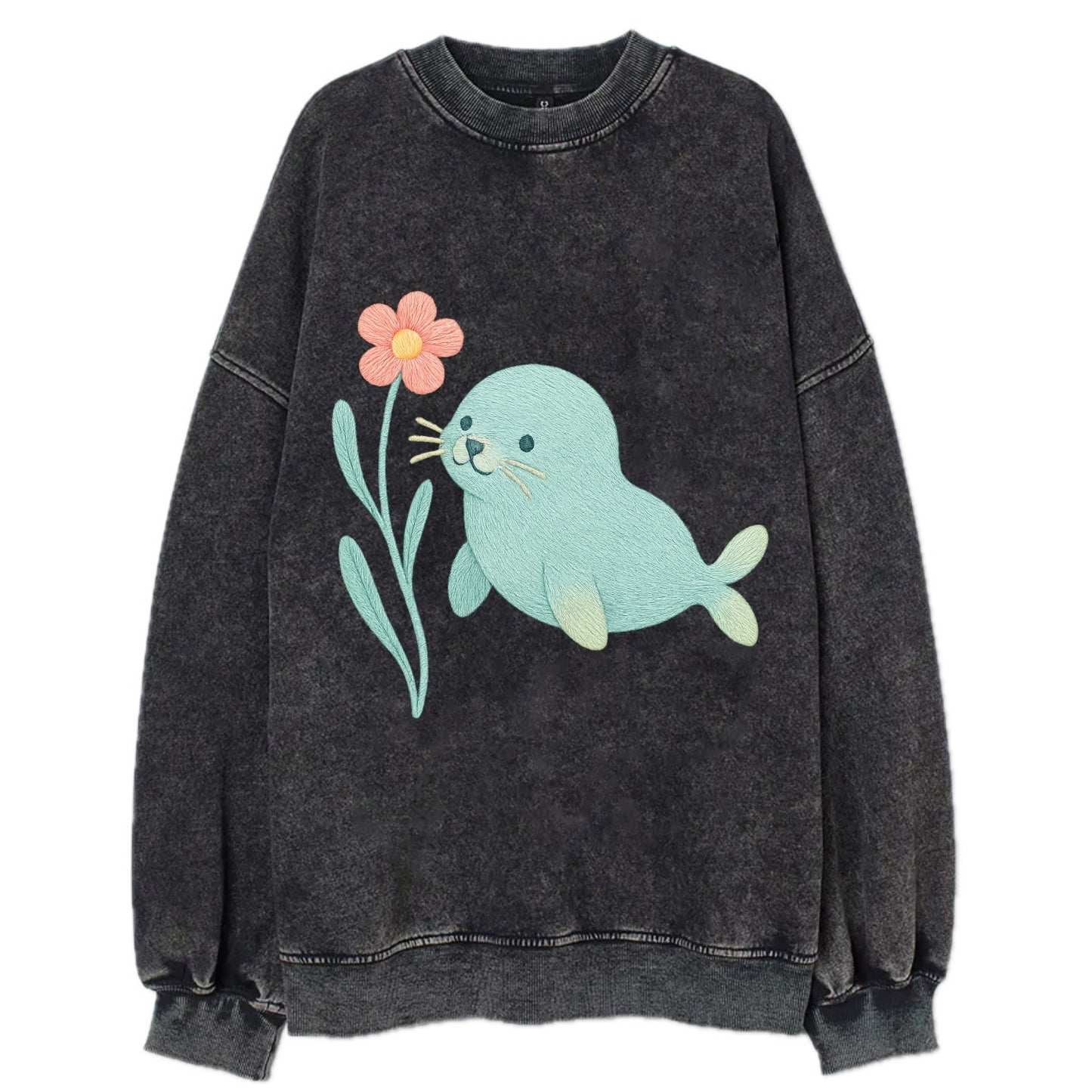 Mint Seal Pup - Vintage Sweatshirt - Black