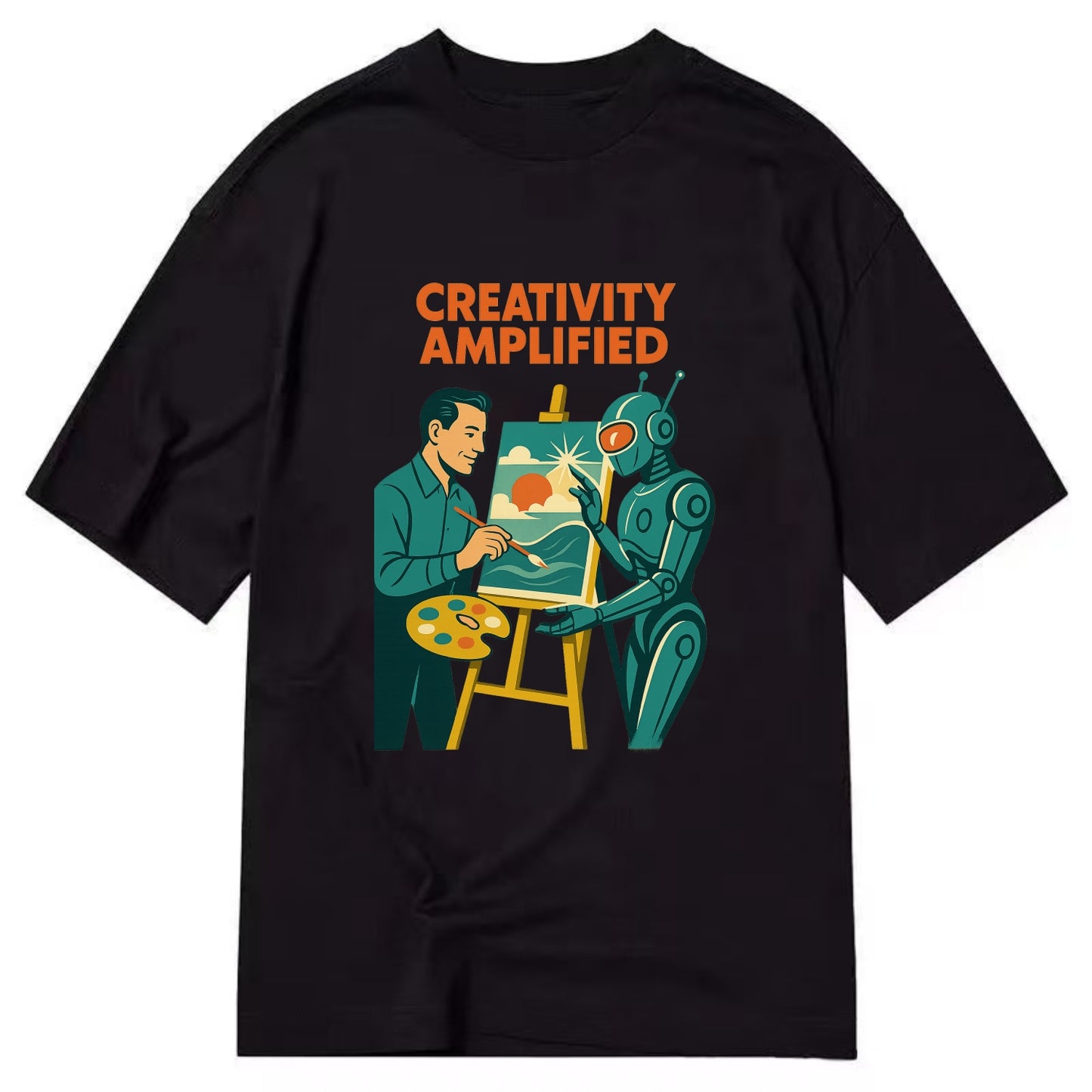Artist and AI creating beautiful masterpiece together - "Creativity Amplified" - - Classic T-shirt - Black