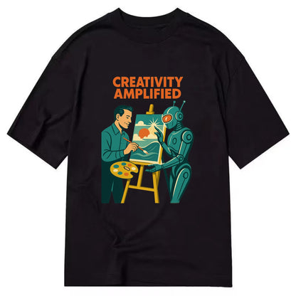 Artist and AI creating beautiful masterpiece together - "Creativity Amplified" - - Classic T-shirt - Black