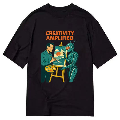 Artist and AI creating beautiful masterpiece together - Creativity Amplified - - Classic T-shirt