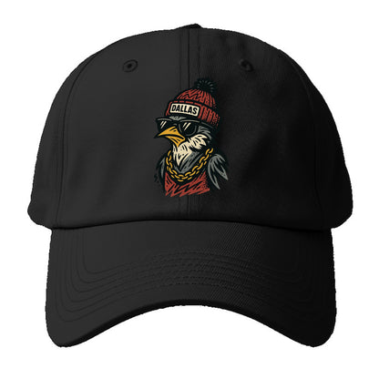 Dallas Mockingbird wearing Dallas beanie with pom pom and wayfarer - Baseball Cap For Big Heads - Black