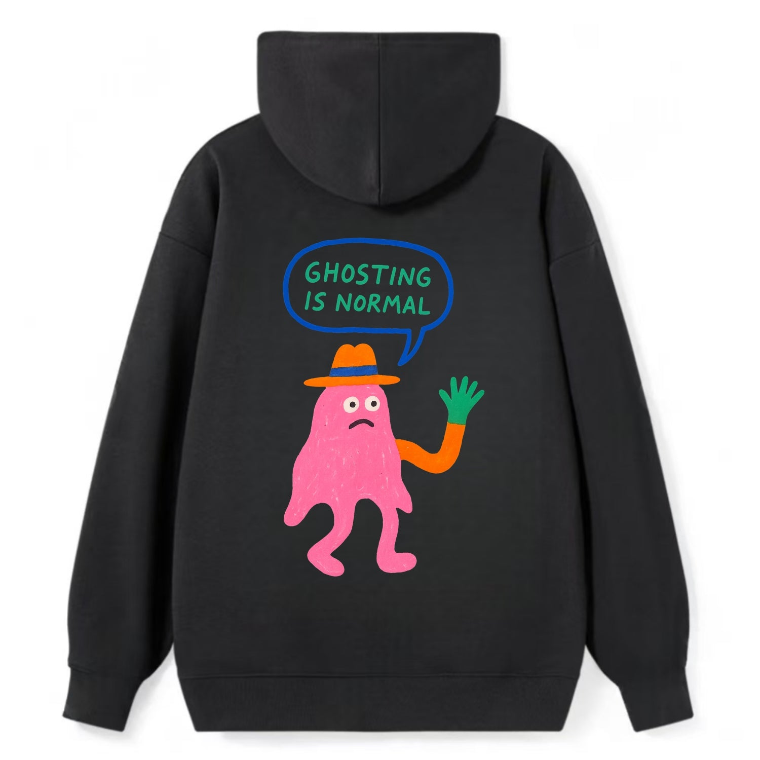 GHOSTING IS NORMAL | Transparent ghost texting - Classic Pullover Hoodie - Black