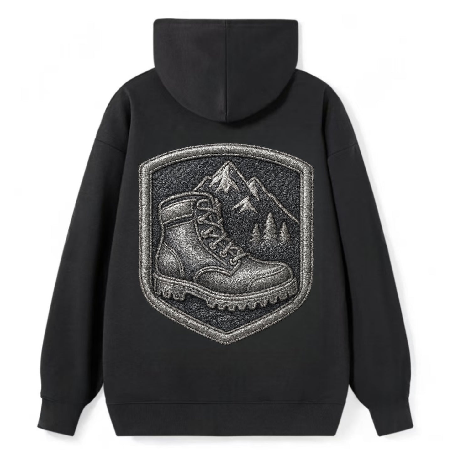 Hiking boots with mountain peak - hiker pride - Classic Pullover Hoodie - Black