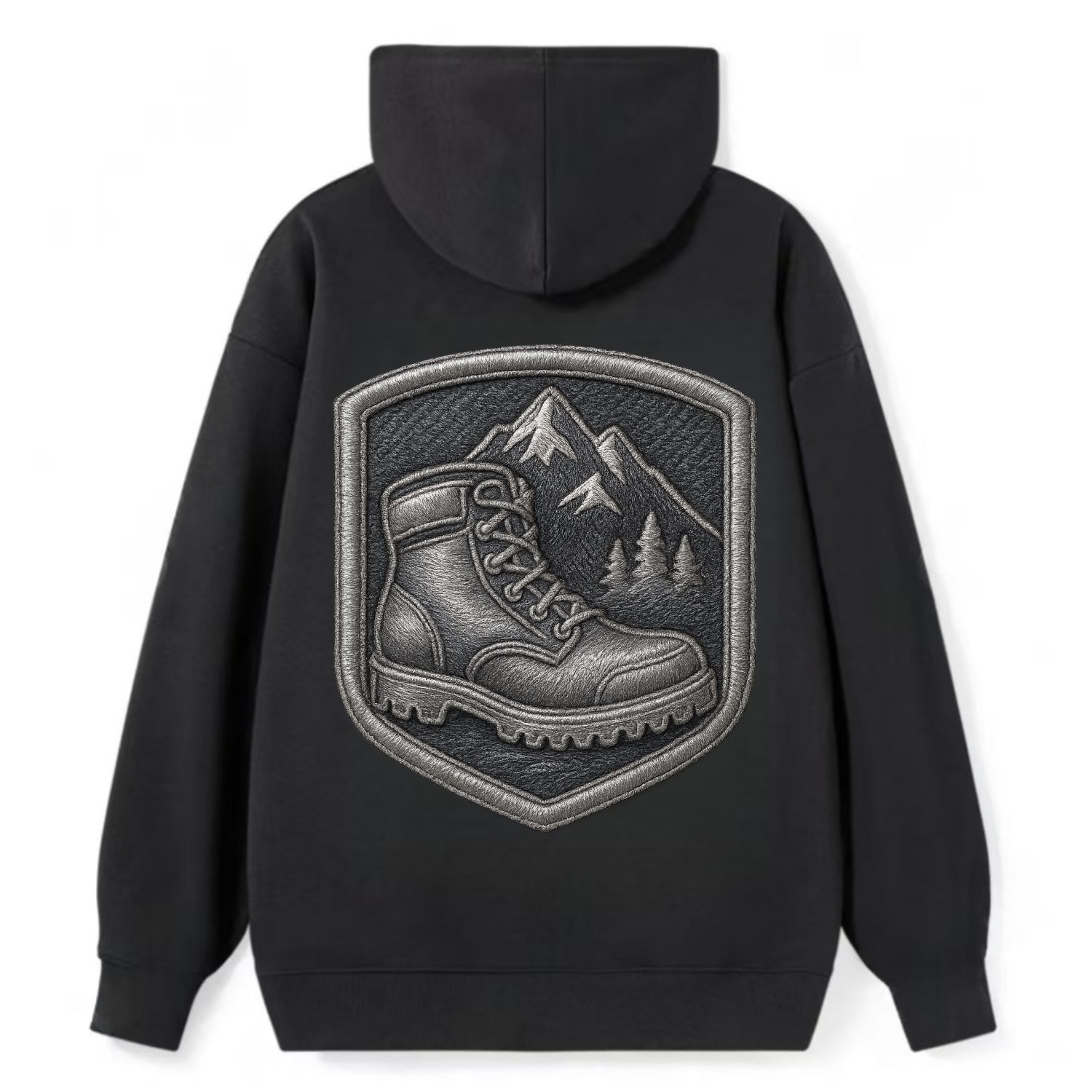 Hiking boots with mountain peak - hiker pride - Classic Pullover Hoodie - Black