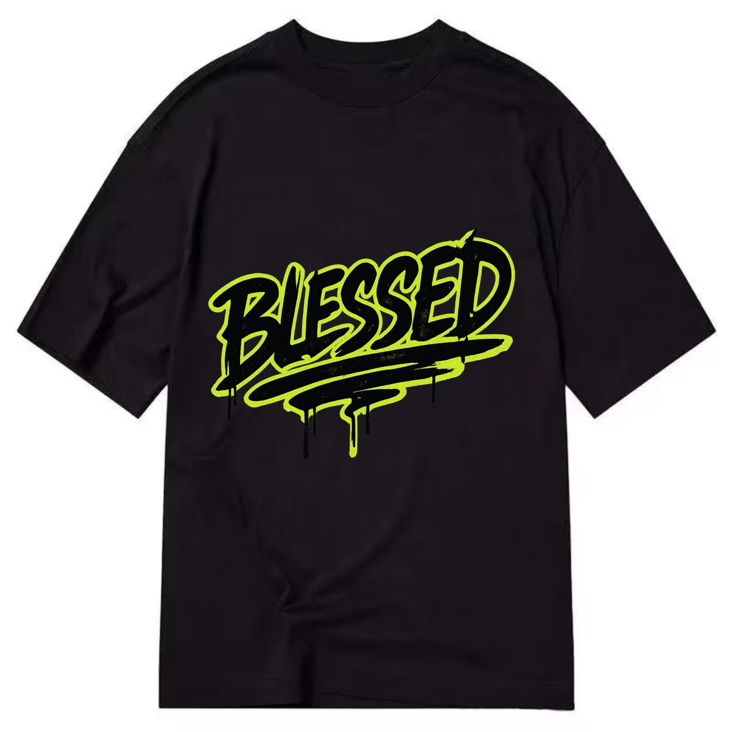 Bold typography design - "BLESSED" - recognizing good fortune, abundance - Classic T-shirt - Black