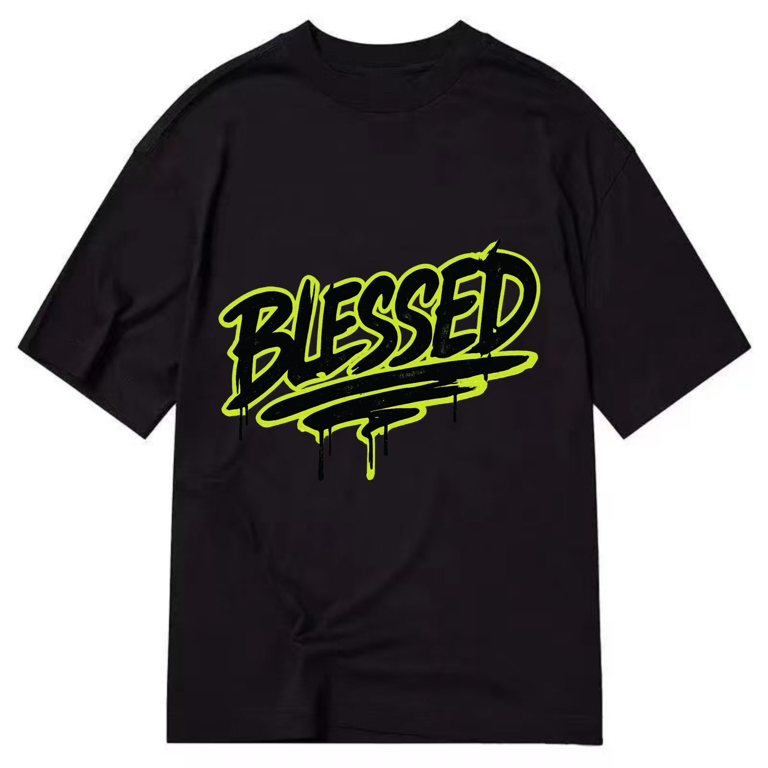 Bold typography design - "BLESSED" - recognizing good fortune, abundance - Classic T-shirt - Black