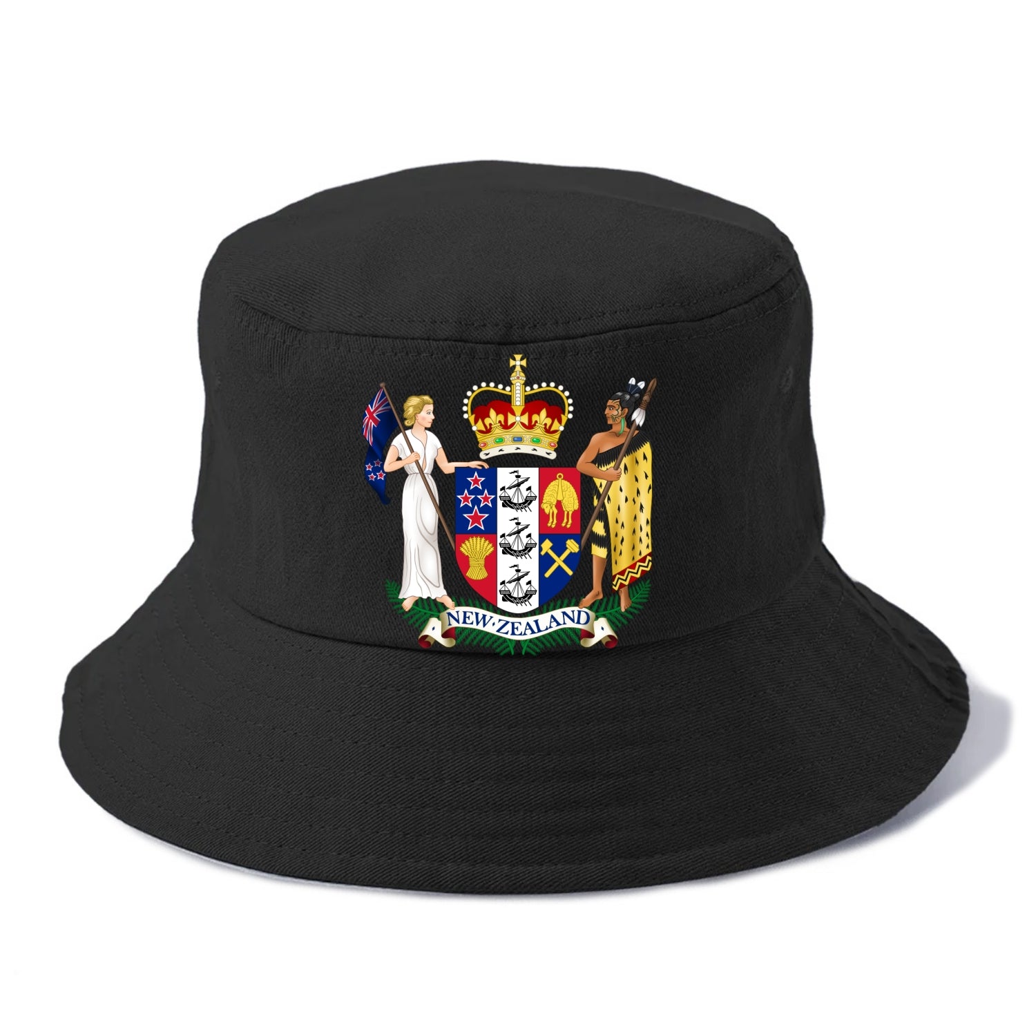 Coat Of Arms Of New Zealand - Bucket Hat - Black