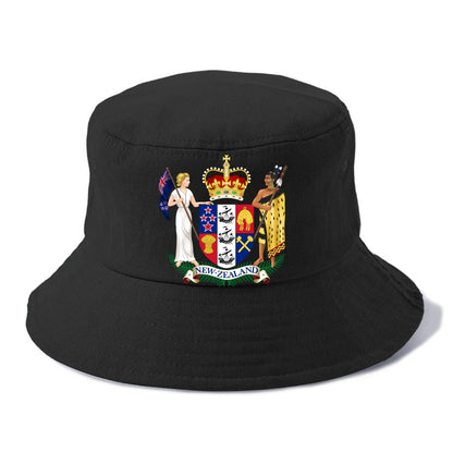Coat Of Arms Of New Zealand - Bucket Hat - Black