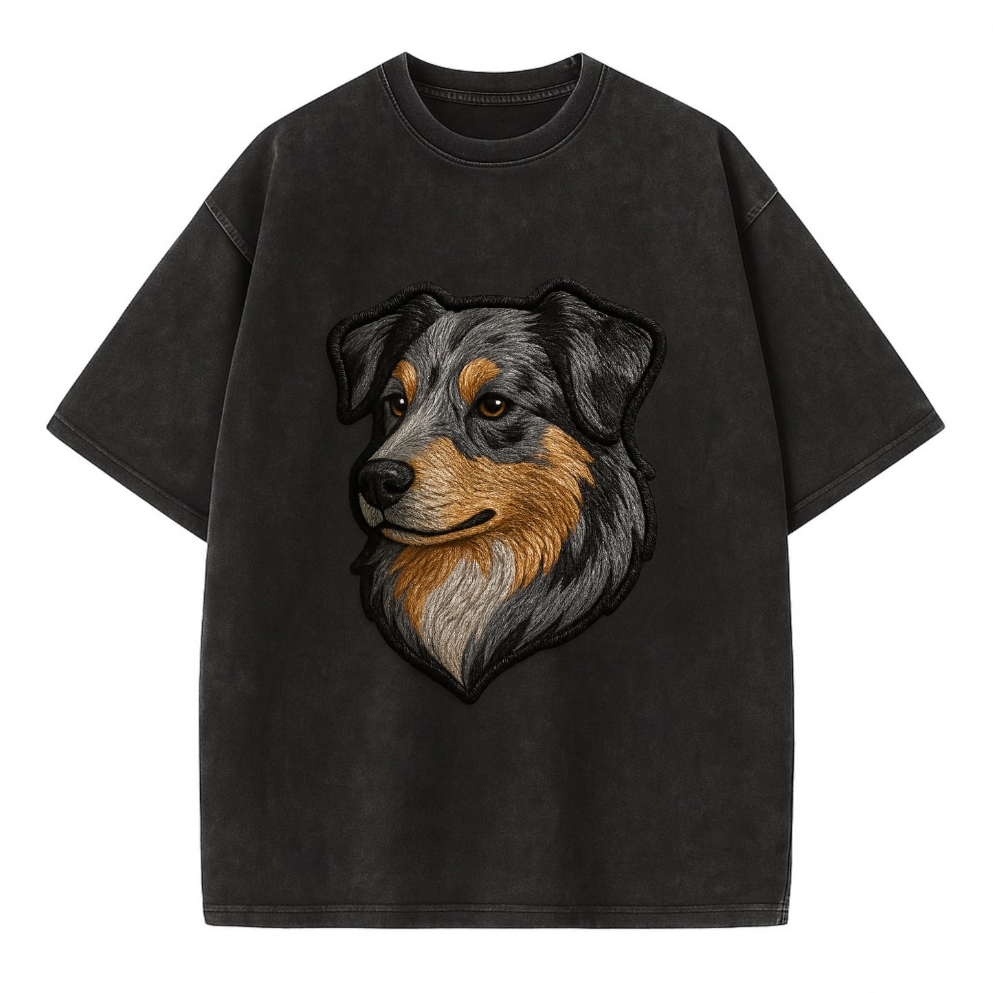 Australian Shepherd - Modern merle patte - Vintage T-shirt - Black