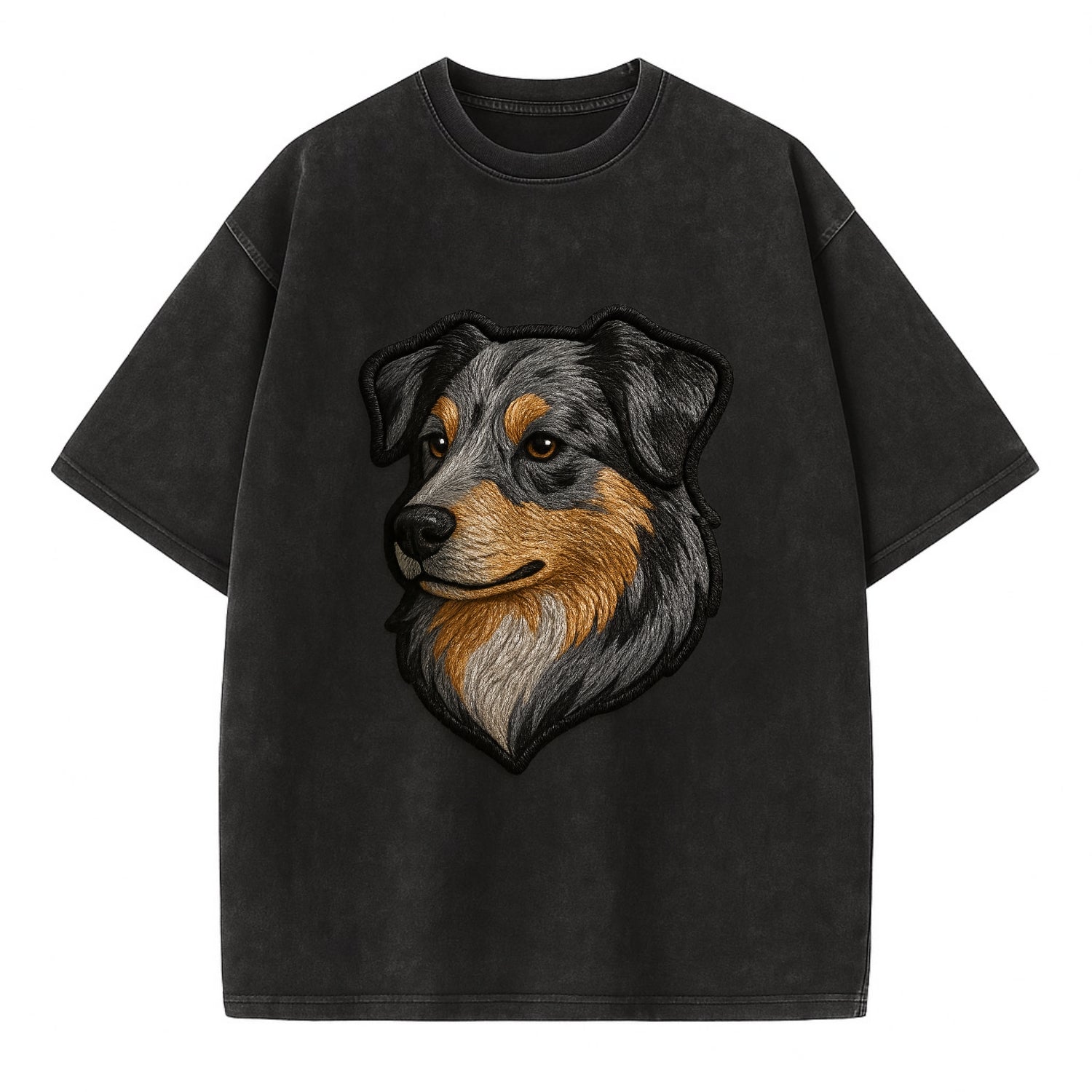 Australian Shepherd - Modern merle patte - Vintage T-shirt - Black