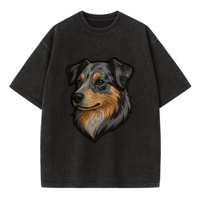 Australian Shepherd - Modern merle patte - Vintage T-shirt - Black
