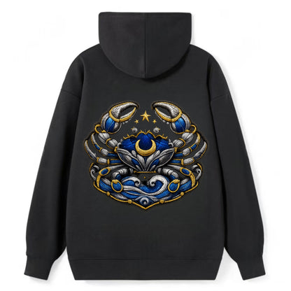 CANCER CRAB - protective crab in silver and blue , water sign - Classic Pullover Hoodie - Black