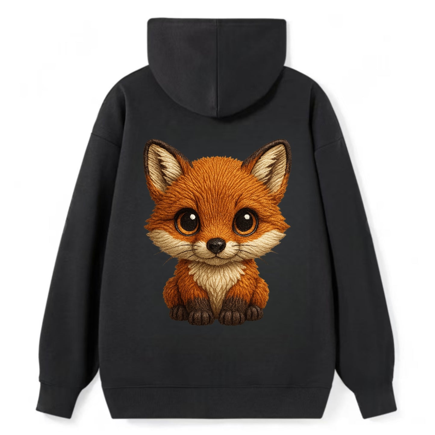Baby Red Fox - russet fur, white chest, big amber eyes, perky ears, - Classic Pullover Hoodie - Black