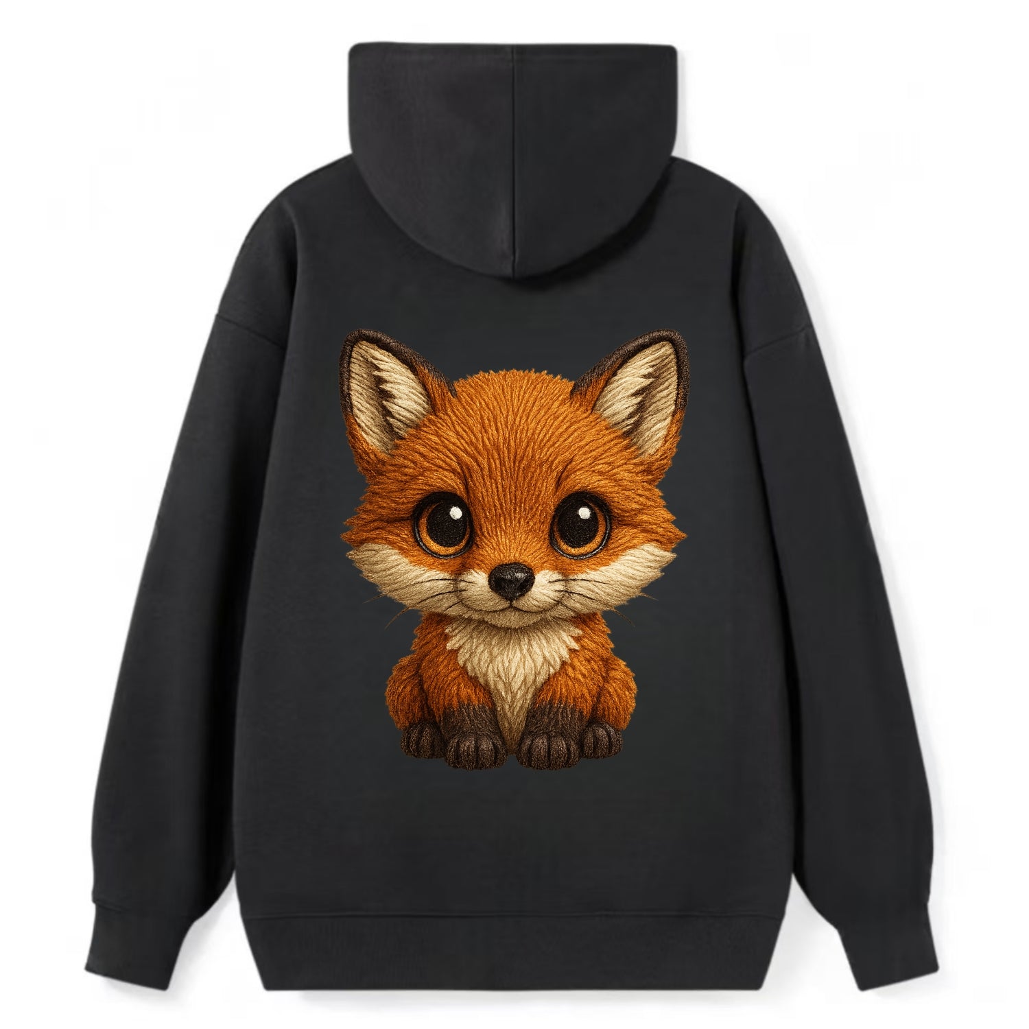 Baby Red Fox - russet fur, white chest, big amber eyes, perky ears, - Classic Pullover Hoodie - Black