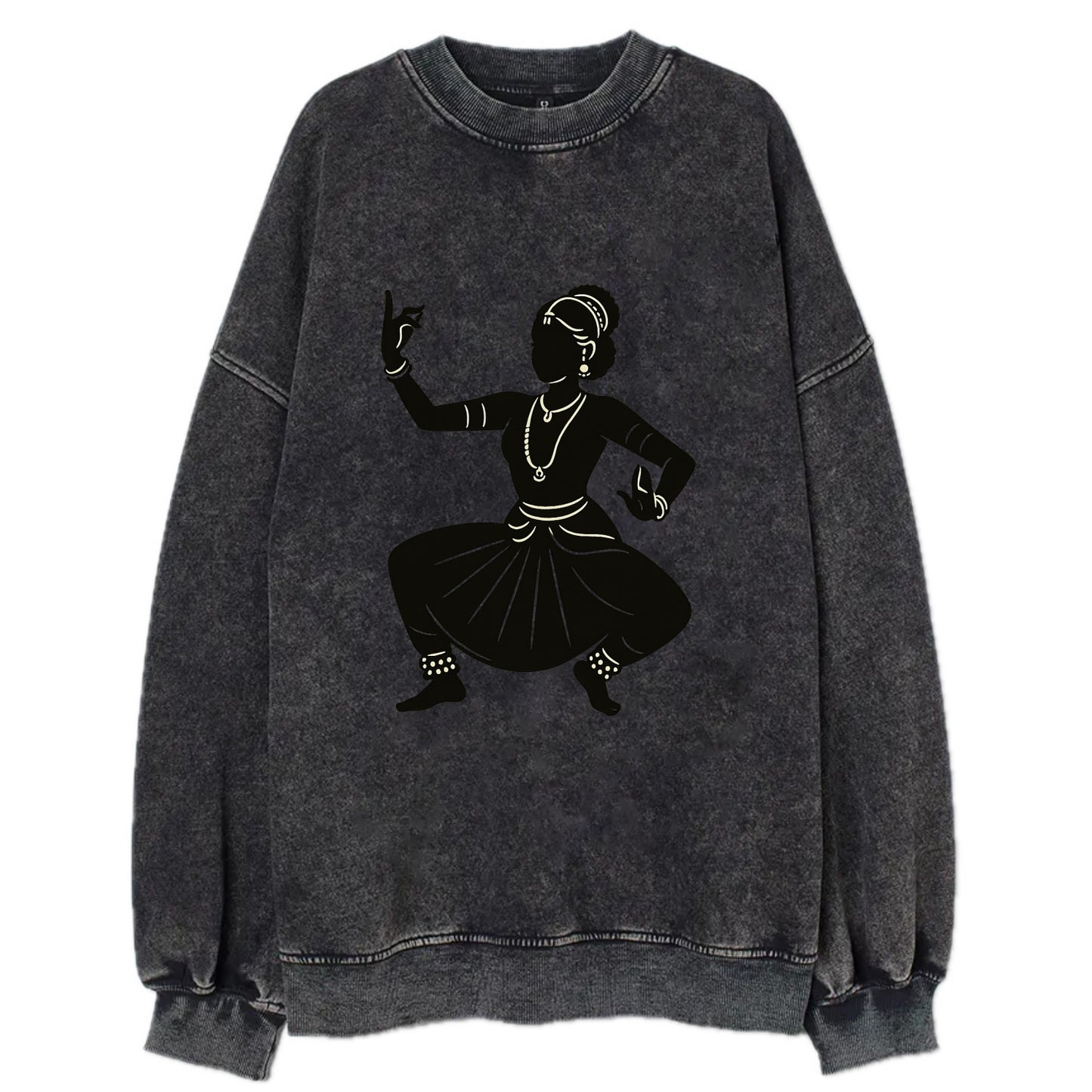 Bharatanatyam classical Indian pose - Vintage Sweatshirt - Black