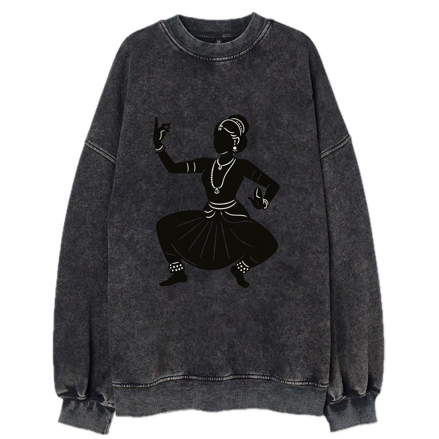 Bharatanatyam classical Indian pose - Vintage Sweatshirt - Black