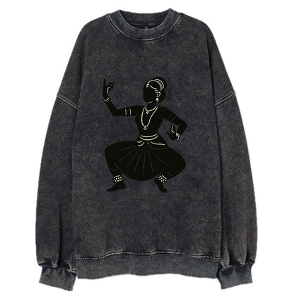 Bharatanatyam classical Indian pose - Vintage Sweatshirt - Black
