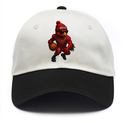 Windy City Hawk wearing Bulls beanie with six rings patch and wayfarer sunglasses - Two Tone Cap - Black