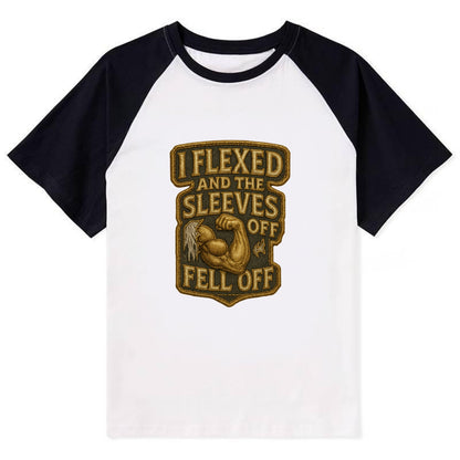 I Flexed and The Sleeves Fell Off  - Contrast Raglan T-shirt - Black