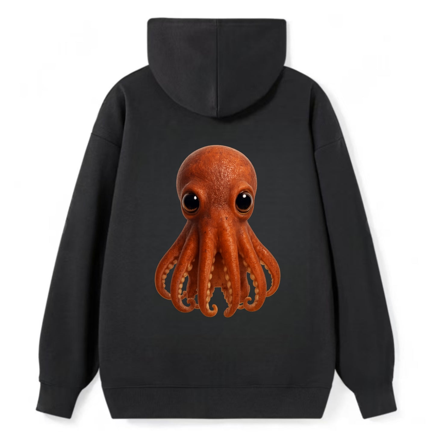 Baby Giant Pacific Octopus - reddish, smaller tentacles, expressive eyes, - Classic Pullover Hoodie - Black