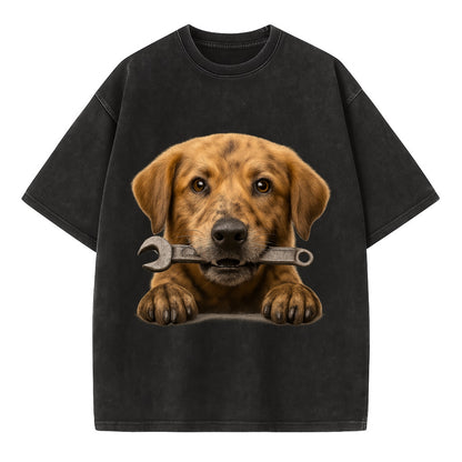 Mechanic Dog  - Vintage T-shirt - Black