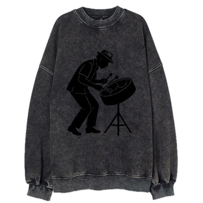 Steel drum player Caribbean rhythm - Vintage Sweatshirt - Black