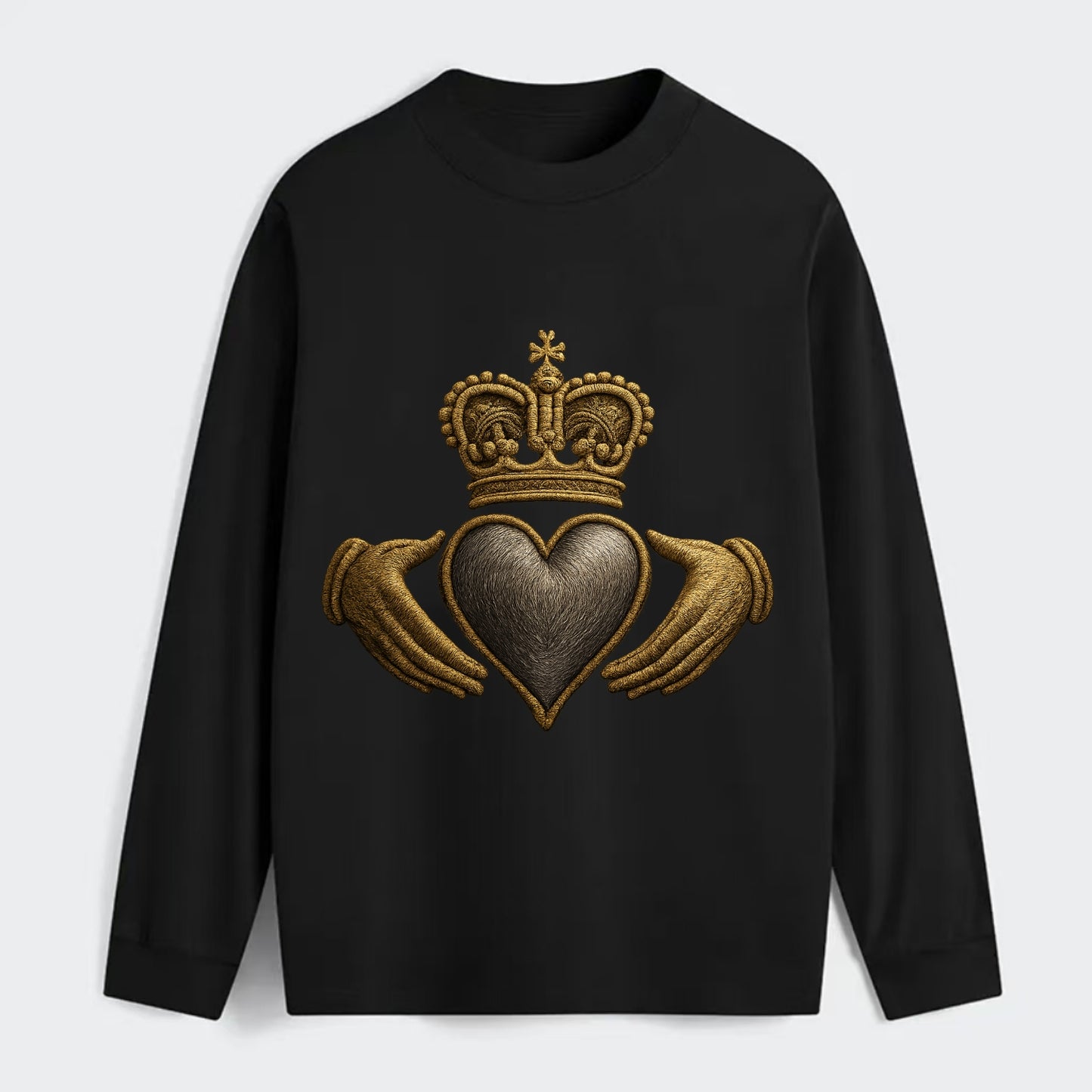 Claddagh Symbol  - Classic Long Sleeve Shirt - Black