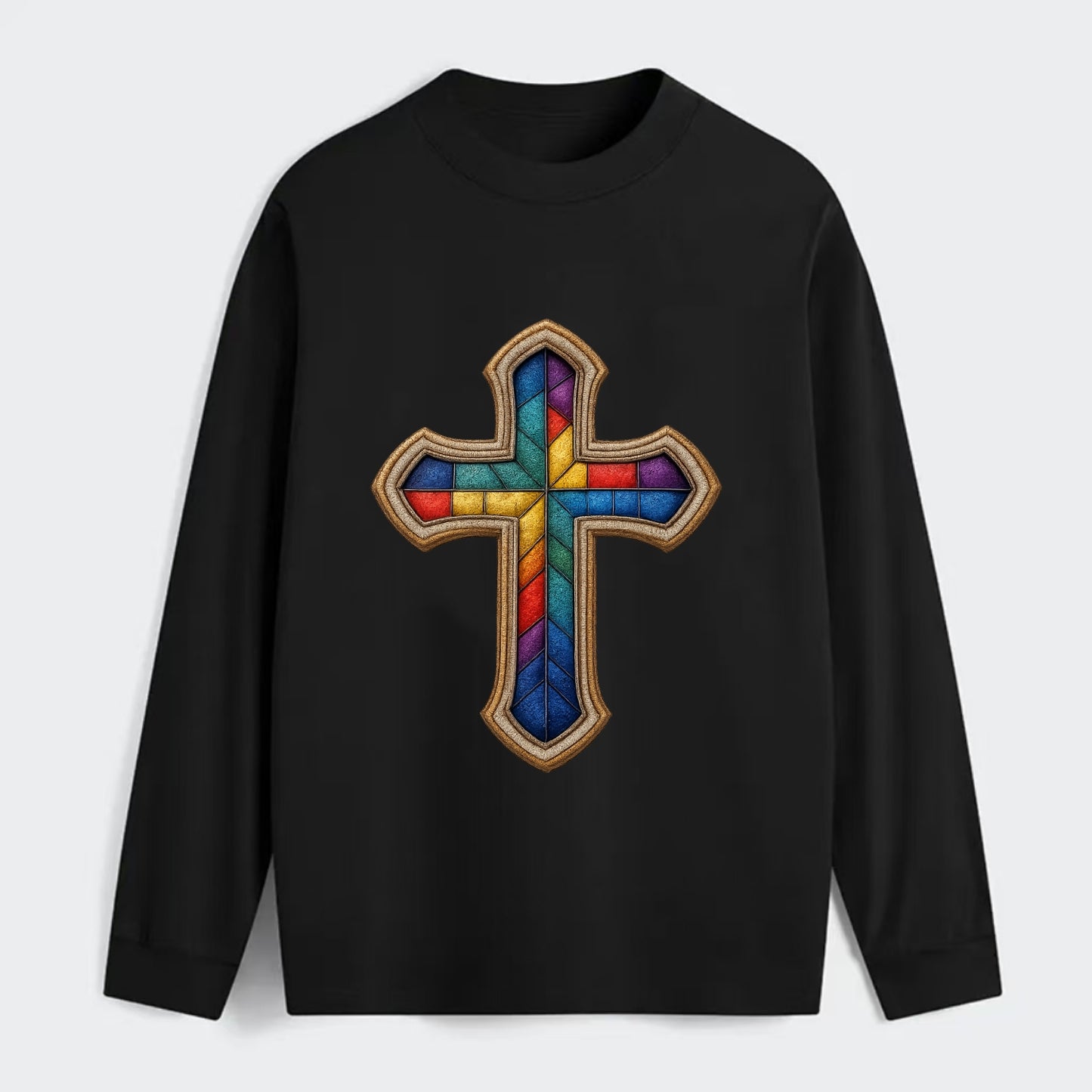 Stained Glass Cross  - Classic Long Sleeve Shirt - Black